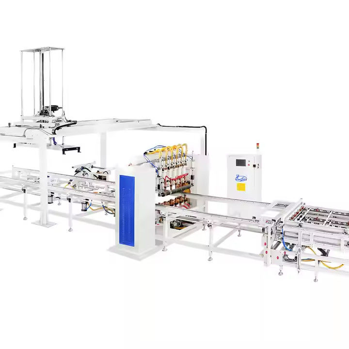 Hwashi IBC Käfigrahmen Automatische Schweißmaschine Produktionslinie Mesh Entladen Mechanischer Arm Basisrahmen Schweißmaschine